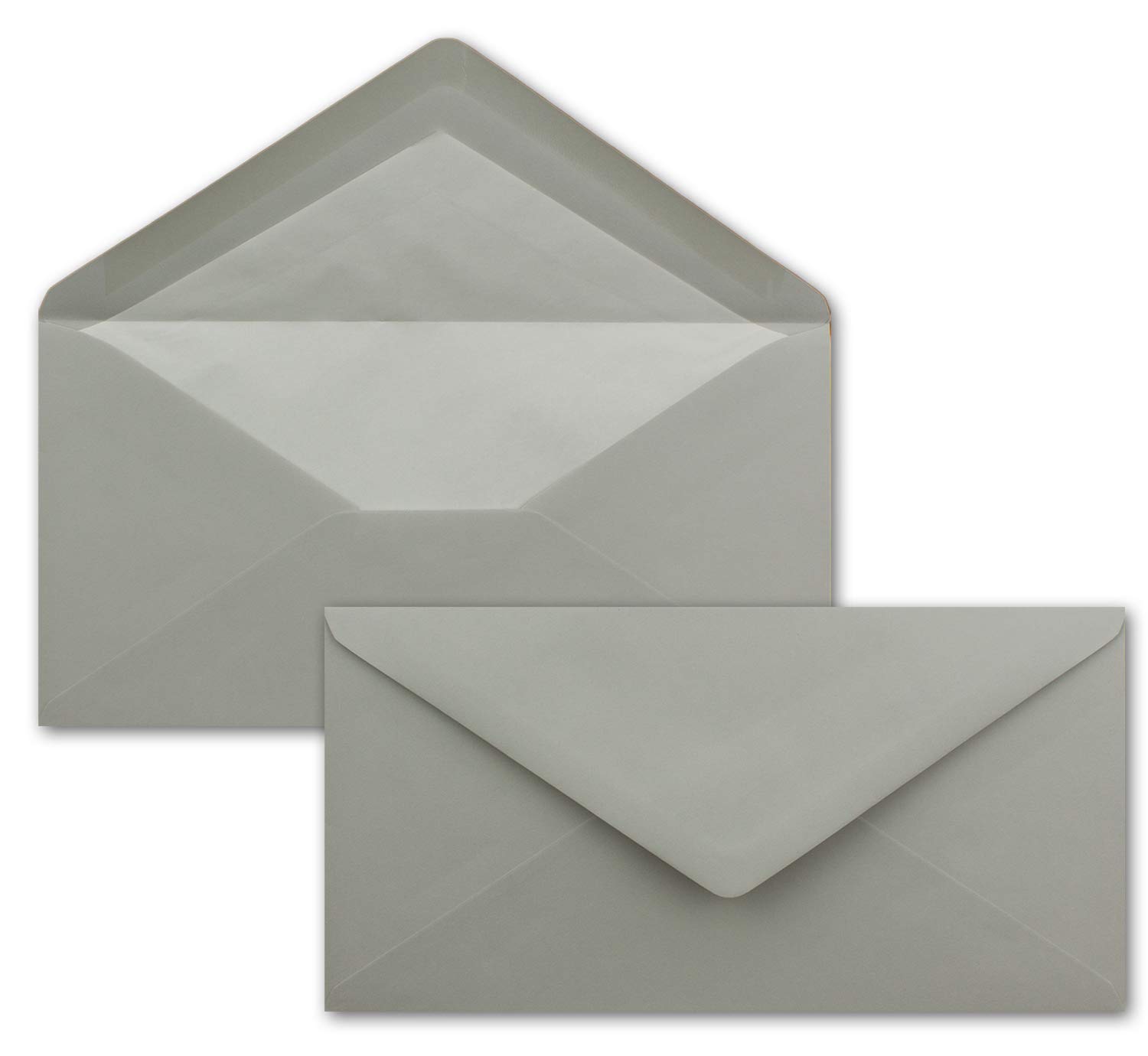 NEUSER PAPIER 100 x DIN long envelopes - light grey with white silk lining - 11x22 cm - 80 g/m² - ideal for invitations, Christmas cards, greeting cards from The series Colourful