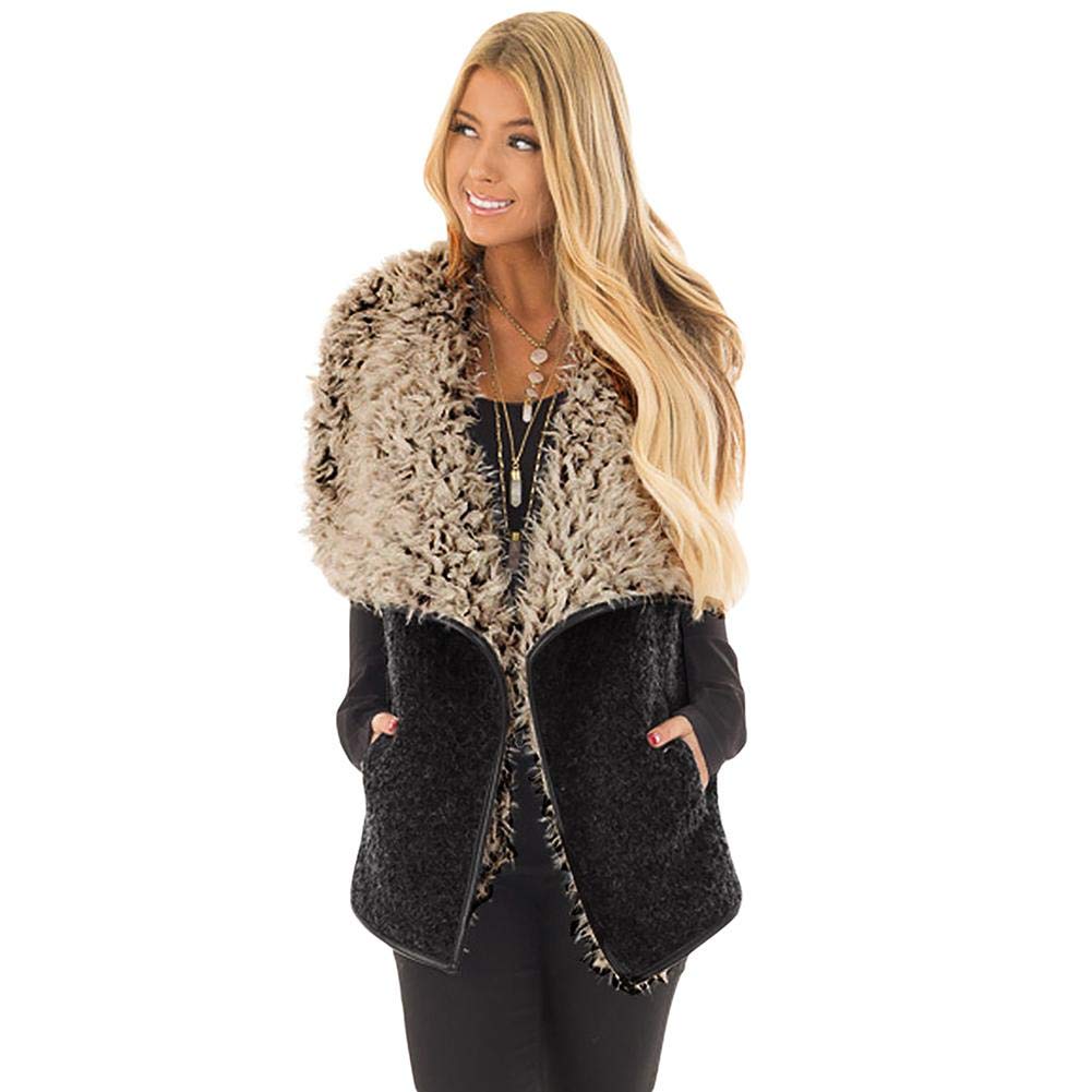 eachbid women's casual double face fleece lightweight warm vest jacket with pockets black