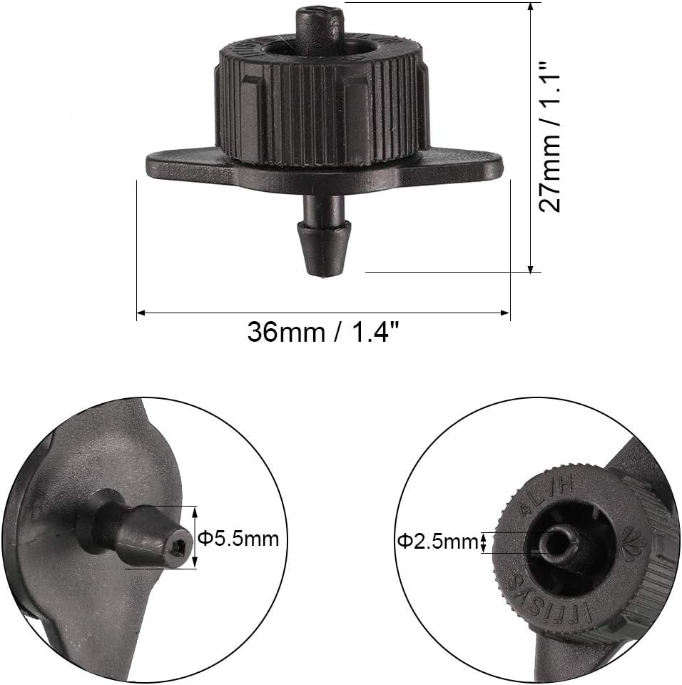 sourcing map Pressure Compensating Dripper 1 GPH 4L/H Emitter for Garden Lawn Drip Irrigation with Barbed Hose Connector - Image 3