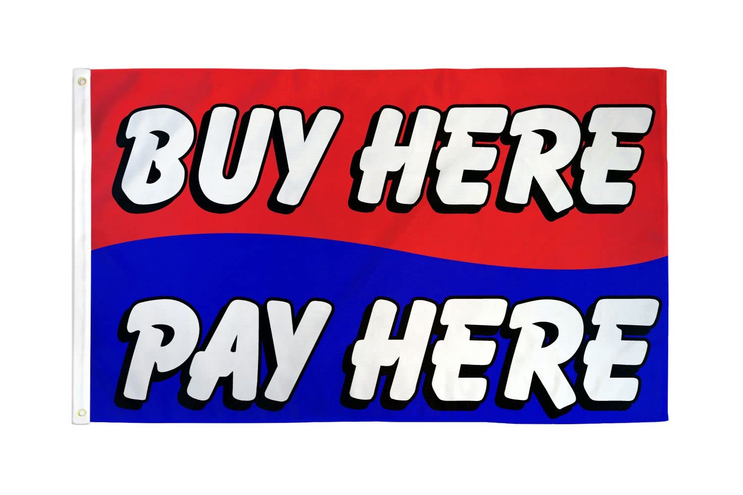 AZ FLAG - Buy Here Pay Here Flag - 3x5 Ft - 100D Polyester Sale And Pruchase Banner with Two Metal Grommets - Fade Resistant - Vivid Colors - 3' x 5' Feet - 150x90 Cm