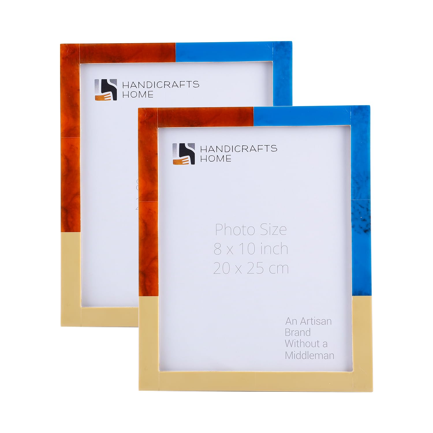 Handicrafts Home Handmade Photo Frame 8x10 Pack of 2, Farmhouse Home Decor Picture Frame for Wall Hanging, Desk Decor, Vintage Boho Frame for Living Room, Family Photo Frame, Wedding Gift - Walnut — image 1