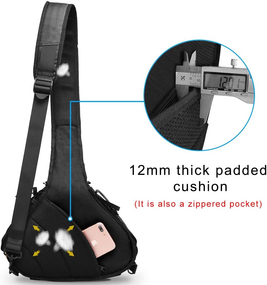 CADEN Water-Repellent Camera Crossbody Bag, Compact Camera Sling Case with Rain Cover Compatible with DSLR SLR Mirrorless Digital Cameras Canon Nikon Sony Pentax Photographers Men Woman ( Black) : Camera & Photo