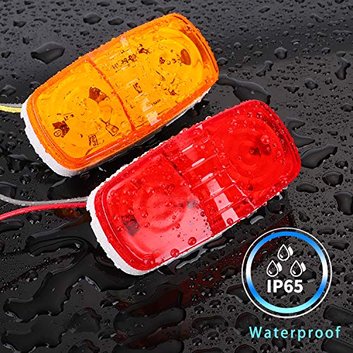 Trailer Marker Lights Amber and Red LED Side Marker Lights Double Bullseye 12 Diodes Clearance Indentification Lights for Trailer Trucks RV SUV Boat (7 Red+6 Amber)