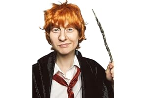 ALLAURA Compatible with Ron Wizard Costume – Short Orange Wig for Adults – Ideal for Wizard, Ed Shran, Halloween Cosplay, Mov