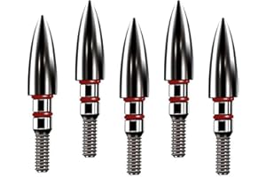EOOENOON ARCHERY Field Point 100/125/150/200 Grain Field Tips, Hunting Arrow Pointed，Archery-Points，Threaded Arrows Screw in Broadheads (1 Dozen 12 PCS)