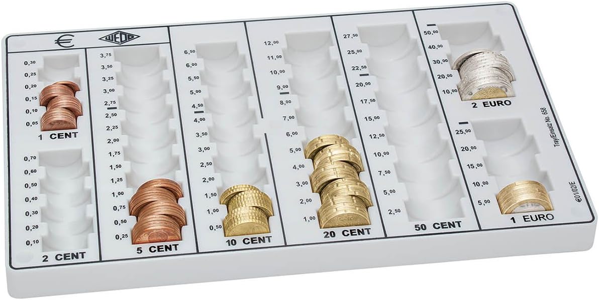 Wedo 160658037 Euro Coin Counting Tray 26.3 x 16.1 x 3.1