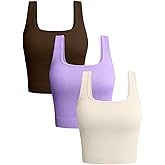 OQQ Women's 3 Piece Tank Tops Ribbed Seamless Workout Exercise Shirts 2025 Summer Basic Camis