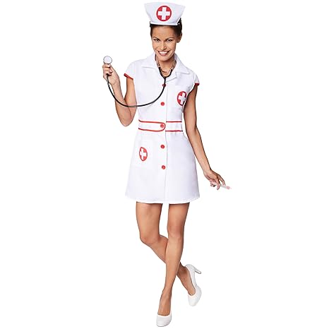 TecTake dressforfun Frauenkostüm sexy Krankenschwester | Aufgedrucktes, rotes Kreuz | Vorne mit Knöpfen | Inkl. Haarreifen (S
