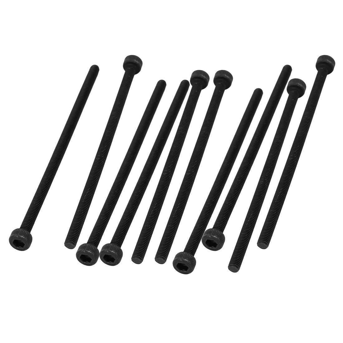 Sourcingmap M3x65mm Fully Thread Hex Socket Head Knurled Cap Screw Bolt Black 10pcs