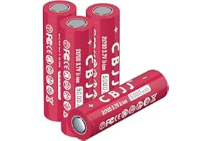 CWUU 3.7V 21700 Rechargeable Battery 5000mAh 3.7 Volt for Headlamp, Flashlight 031324 (4 Pack)