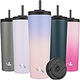 Konokyo 30 OZ Insulated Tumbler with Lid and 2 Straws Stainless Steel Water Bottle Vacuum Travel Mug Coffee Cup,Pastel Sunset