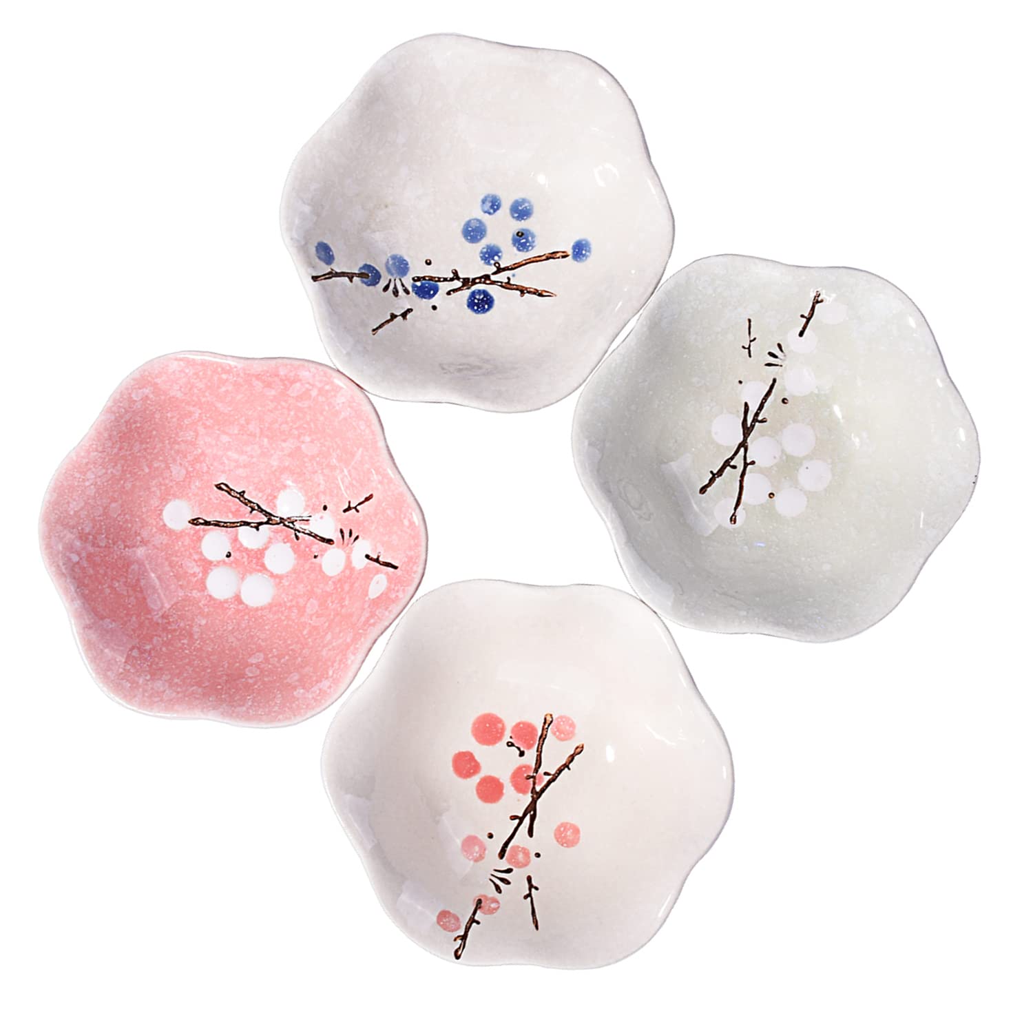 Fignner Japaneses Style Ceramic Dip Bowls Soy Sauce Dishes Seasoning Dishes Serving Dishes Seasoning Bowl Sushi Soy Dishes for Snack Sushi Fruit Appetizer Dessert