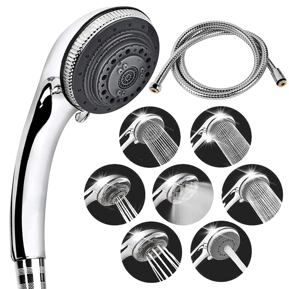 Shower Head and Hose-Lucksun 7 Mode Settings Large Luxury Shower Heads,with Handheld Spray High Pressure Shower Head and Hose Set for Bathroom (1.5m)