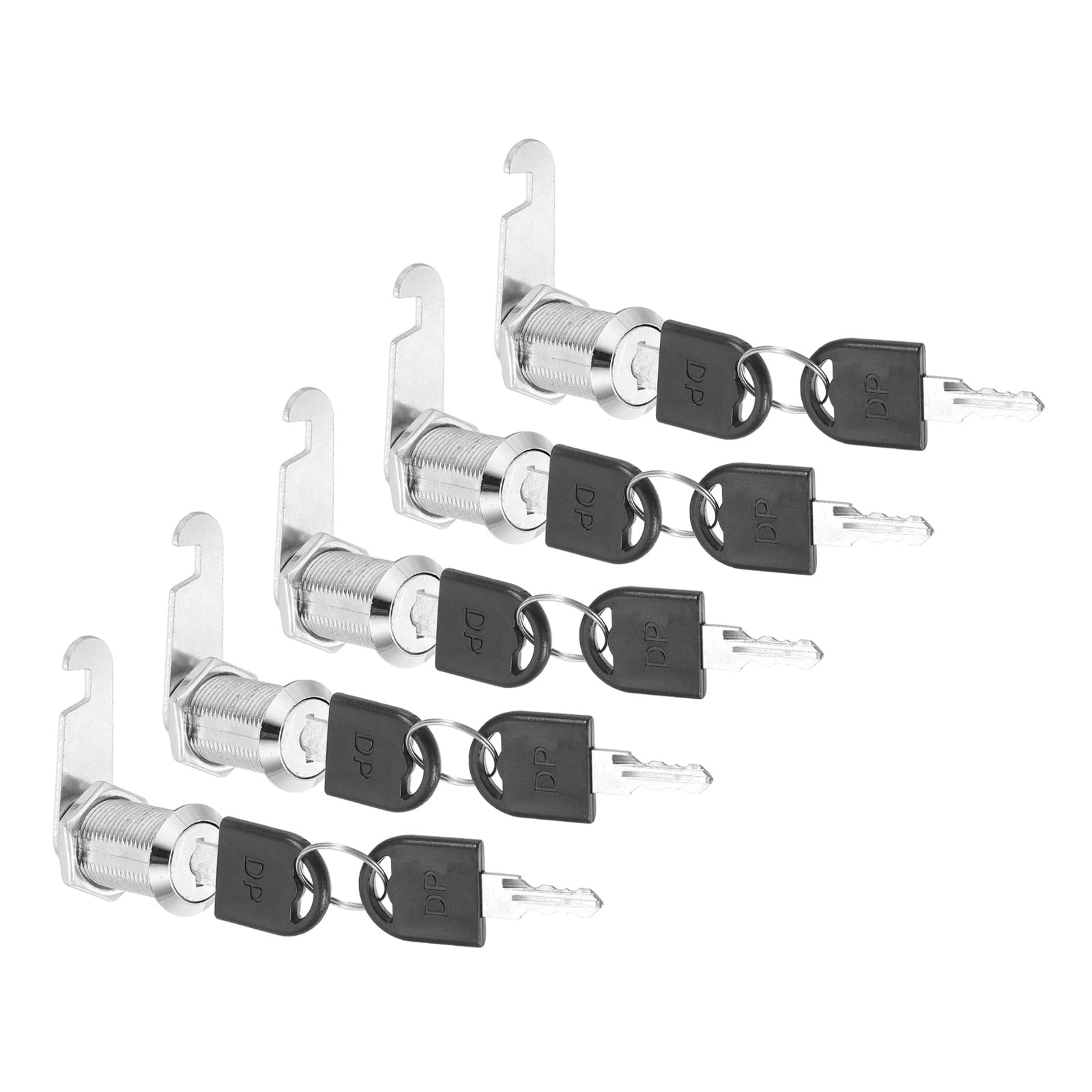 PATIKIL Cabinet Lock with Keys 5 Pcs 1-3/16"(30mm) Cam Locks Zinc Alloy Tool Box Lock Replacement Keyed Alike for Drawer Cupboard Household Mailbox RV Door Lock, Silver