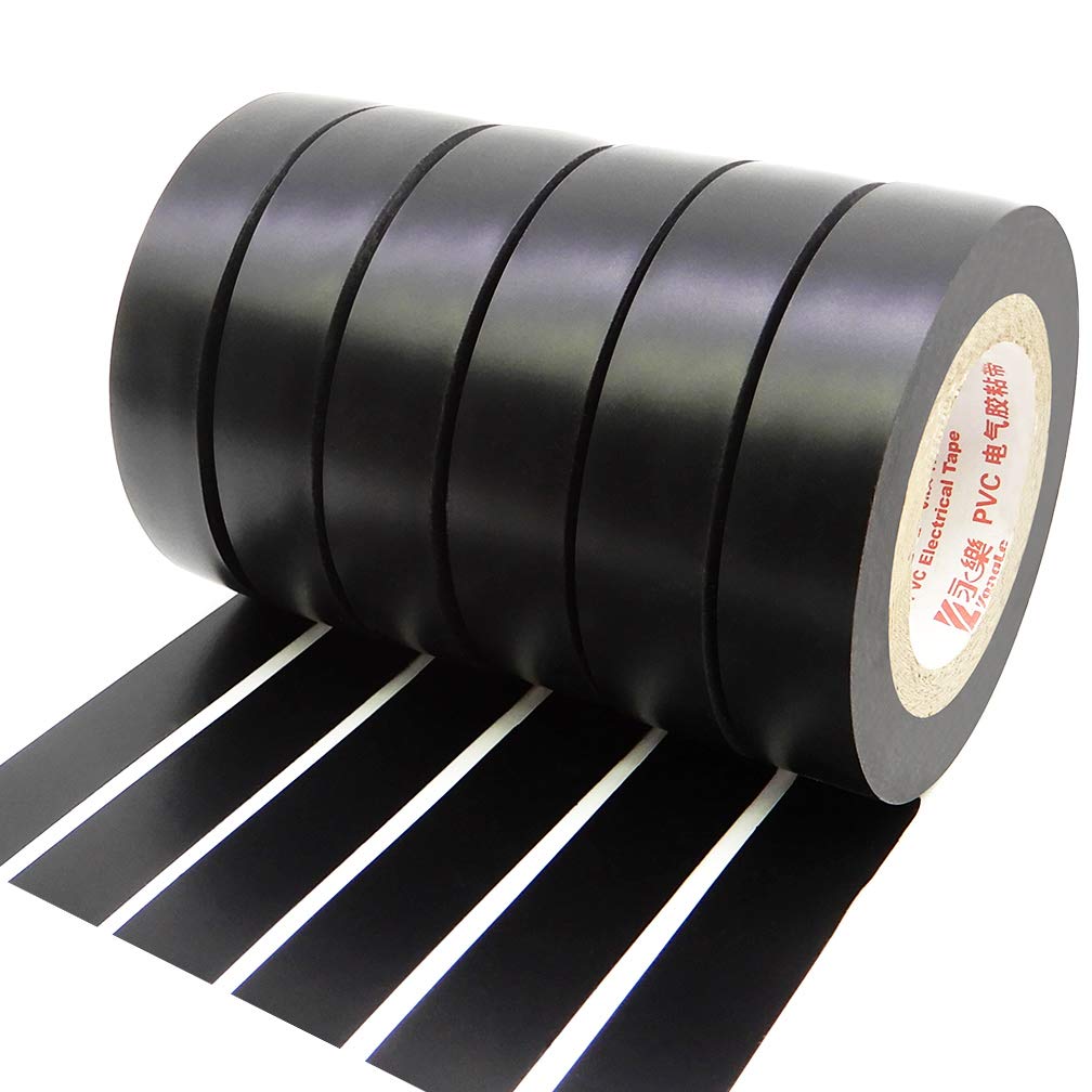 Maveek Electrical Tape 0.6 Inch 15M Electrical Insulation Tape, 50 Feet, 6 Pack (6 Rolls Black)