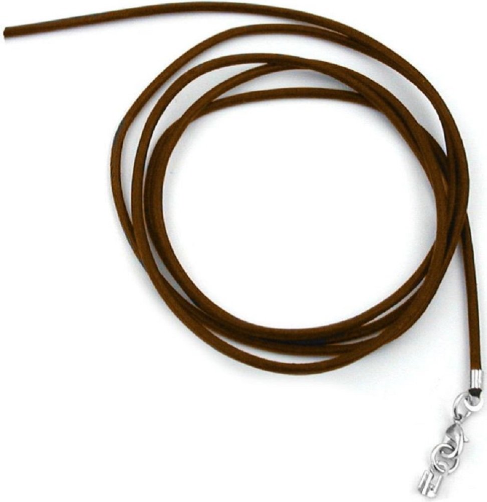 unbespielt Leather Cord Necklace for Pendant Brown Men Women Lobster Clasp Silver Colored 1 m x 2 mm Shortenable