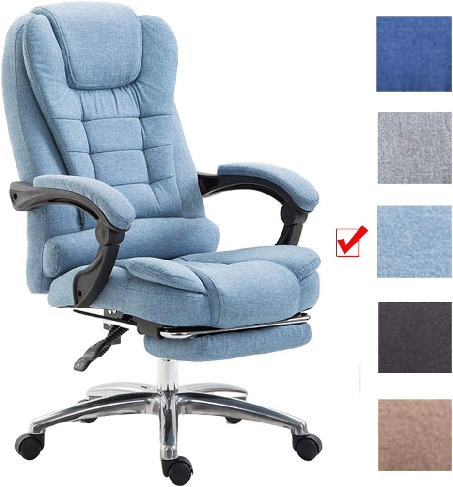 Desk Chairs Office Furniture Computer Chair Gaming Chair With Footrest Home Comfortable Long-seat Office Chair Office Lift Swivel Chair (Color : Light Blue(Aluminum feet))