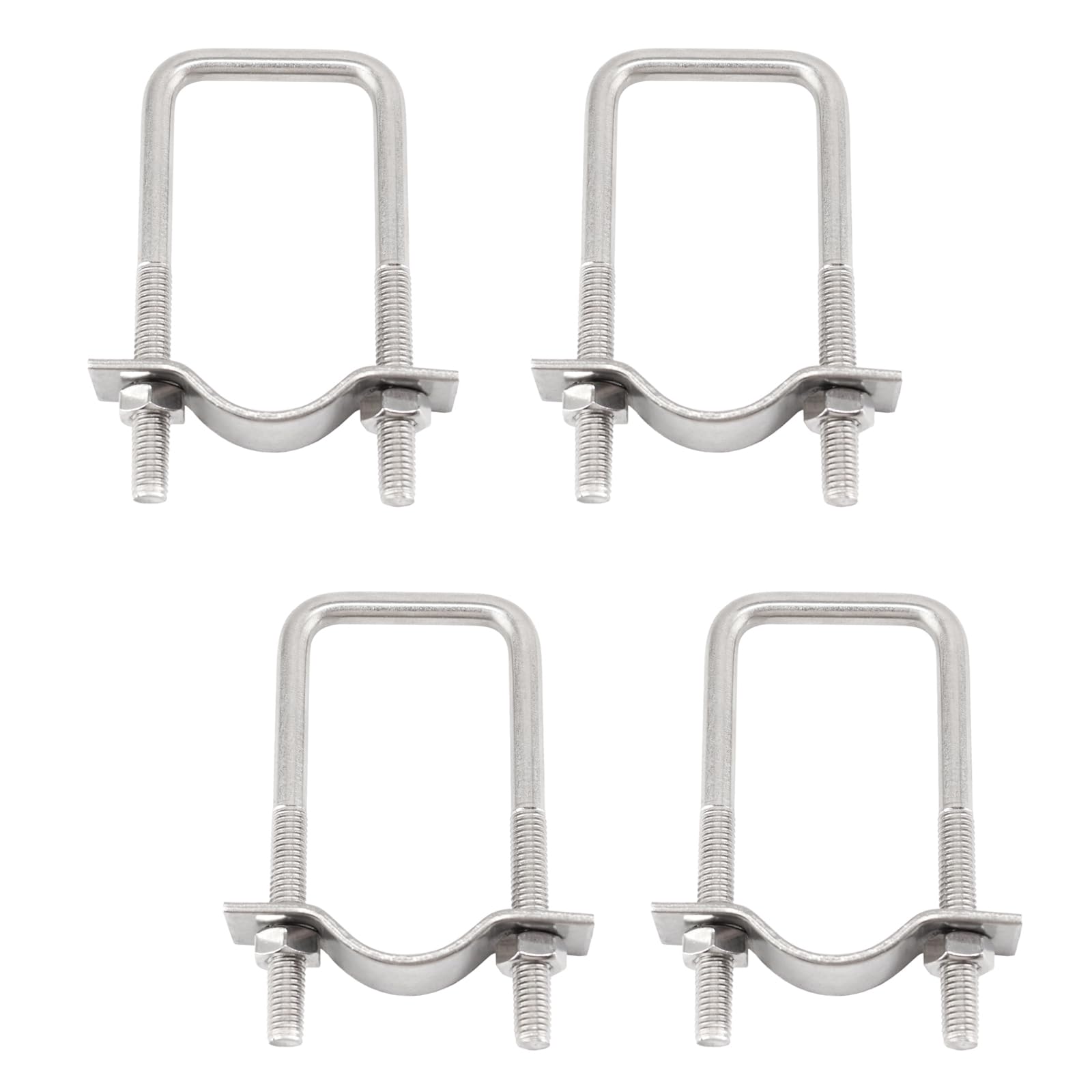 (4 Pieces)8x40x70mm 304 Stainless Steel Square U Bolts Pipe Clamps With Plates And Nuts Tuble Buckle Clamp