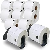 BETCKEY - Compatible Shipping Labels Replacement for Brother DK-1202 (2.4" x 3.9"), Use with Brother QL Label Printers [10 Rolls + 2 Reusable Cartridges]