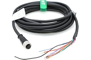 HangTon Cognex in-Sight 7000 9000 24V Power IO Cable M12 A-Coded 12 Pin Female to Flying Lead for Checker 201 Data Man Reader Actuator Sensor Camera Encoder Automation 1m