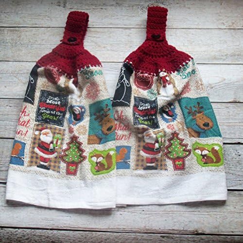 Crochet Top Towel, Christmas Decor, Snowman Dishtowel, Holiday Towels, Set of 2