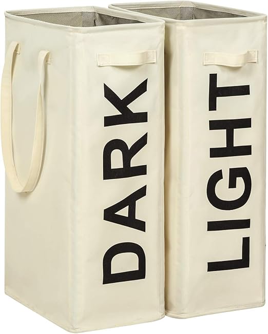 WOWLIVE 2 Stück hoher, schlanker Wäschekorb mit verlängerten Griffen, 2