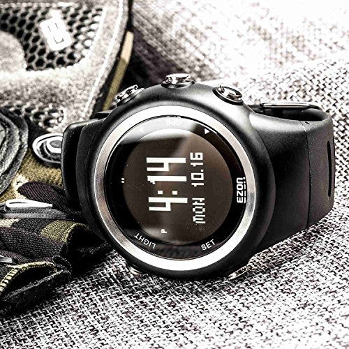 EZON GPS Sports Watch Outdoor with Distance Pace Alarm and Calorie Counter for Men T031A01 Black