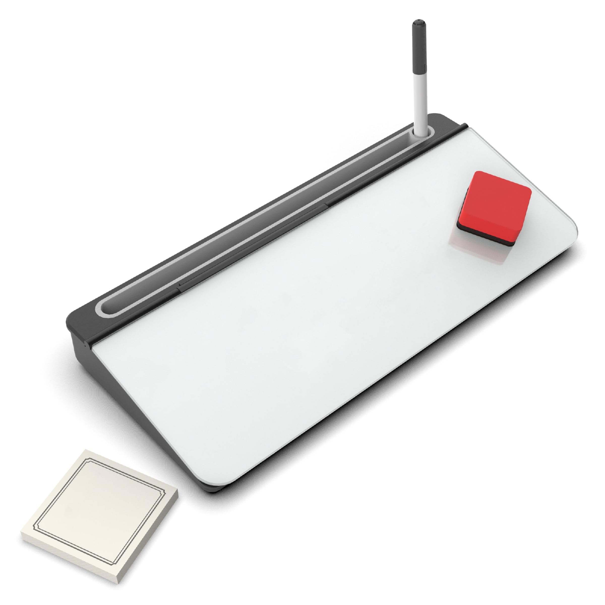 Audio-Visual Direct - Glass Desktop Computer Keyboard Whiteboard Notepad Set, White Dry Erase