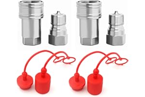 3/8 NPT Ag ISO 7241-A Hydraulic Coupler, CEKER Poppet Pioneer Style Hydraulic Quick Connect Tractor Coupling,Carbon Steel Poppet Valve 2Set