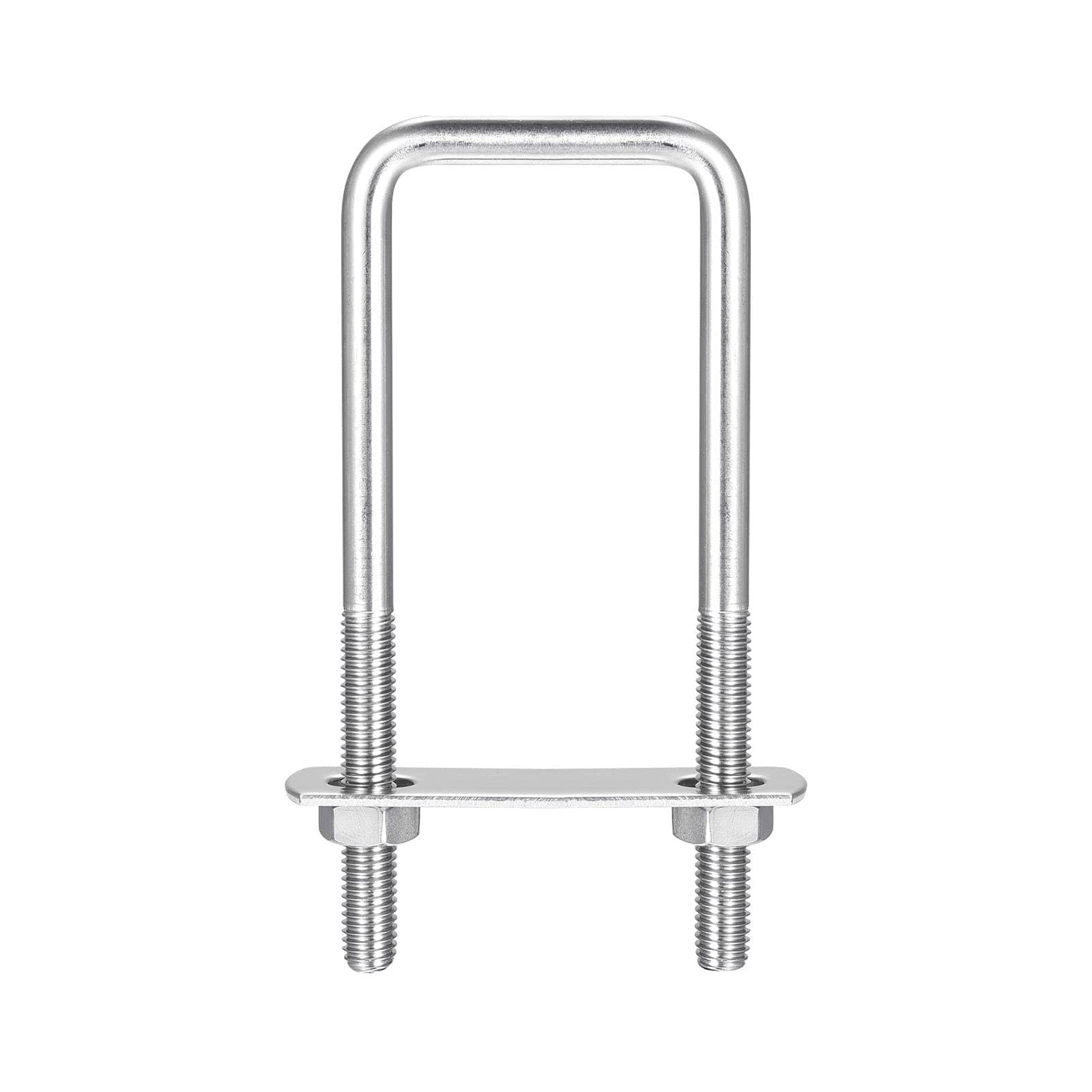 TA-VIGOR 2 sets M8 Square U-Bolts, 40mm Inner Width 120mm Length Steel U-Bolts with Nut, Plate, Washer for Attaching Piping Conduit Cable Tube Brackets Boat Trailer