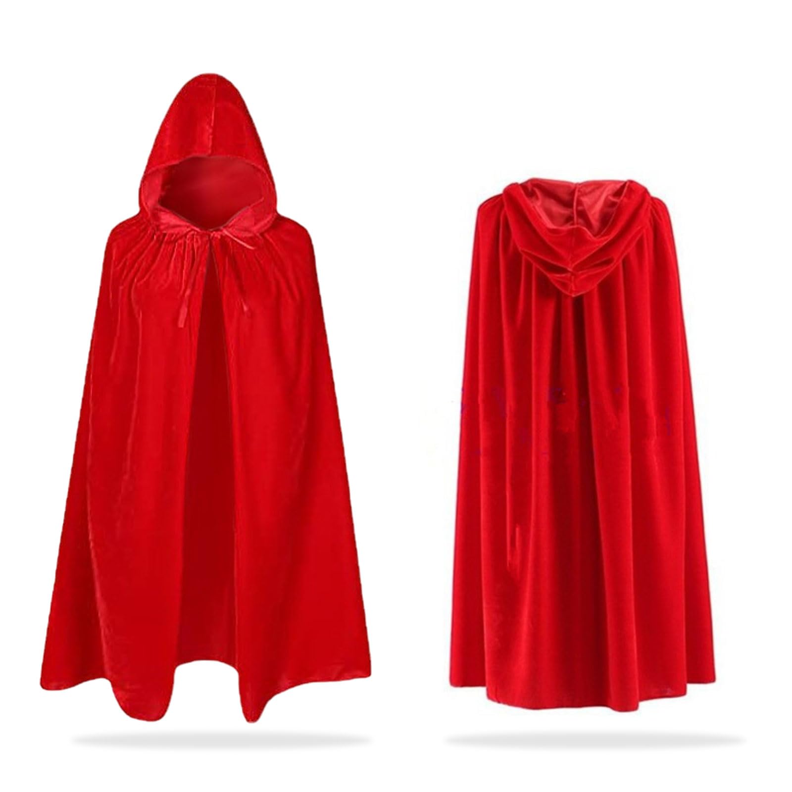 UILYNIU Red Cape Hooded Cape Witch Velvet Cloak Halloween Cosplay Accessories Kids Fancy Dress Costume Witch Velvet Vampire Cape Hooded 90cm Cape Costumes Christmas World Book Day (Red)