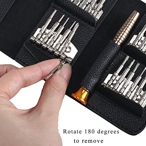 25 in 1 Screwdriver Set, Dayree Precision Pentalobe Torx Screwdriver Bit Set with Black Leather Case for Mobile Phone, Macbook, iPad, PC Laptop,Tablet, Electronic Workshops, Watch and Glasses