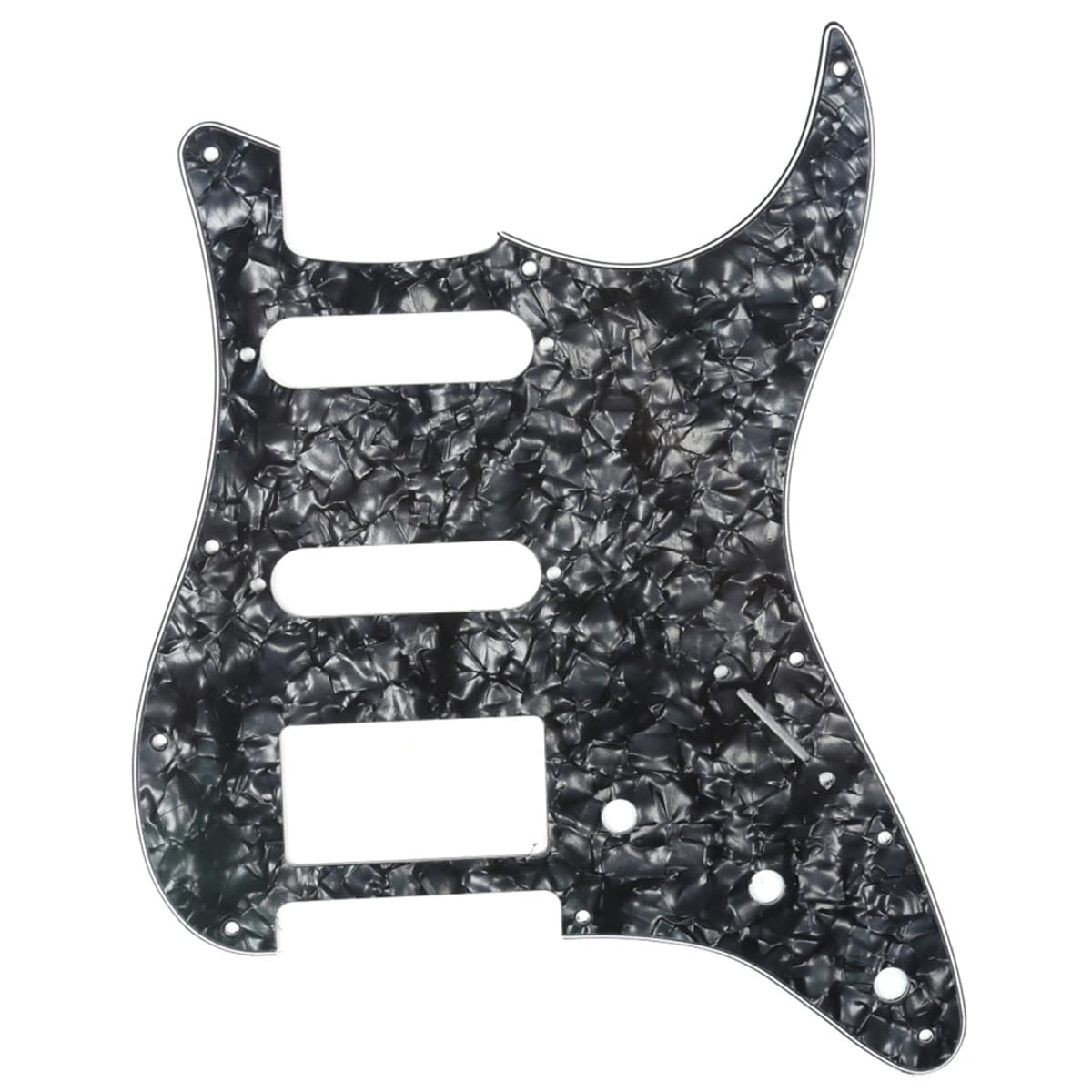 Musiclily HSS 11 Hole Guitar Strat Pickguard for Fender USA/Mexican Made Standard Stratocaster Modern Style,4Ply Black Pearl — image 1