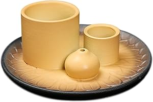 YIENENG 4 in 1 Multifunctional Ceramic Incense and Candle Holder with Ash Catcher Tray Suit for Burning White Sage, Palo Santo Sticks (Brown)