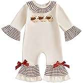 Santikisler Newborn Baby Girl Outfit Farm Cow Long Sleeve Romper Jumpsuit Smocked Bubble Clothes Fall