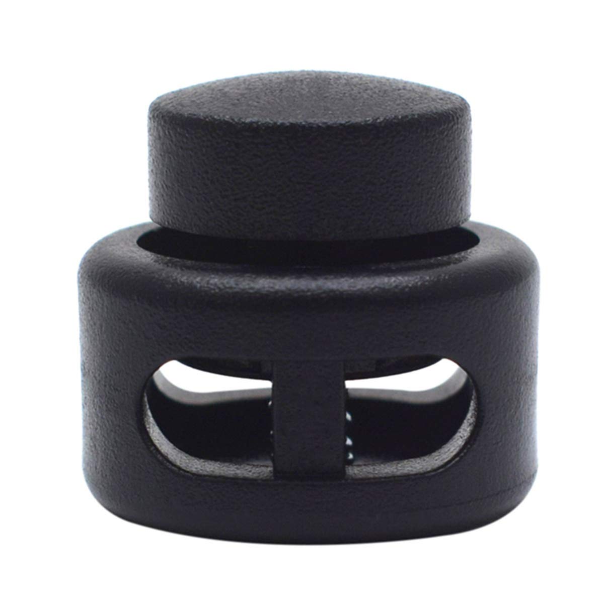Cord Lock Toggles Black Plastic Double Barrel Stopper Size 17.5 x 18mm for 4mm Drawstrings/Paracord Pack of 25