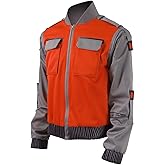 Yazkimo Mens Marty Mcfly Costume Zipper Jacket Marty Mcfly Cosplay Coat US Size for Adult