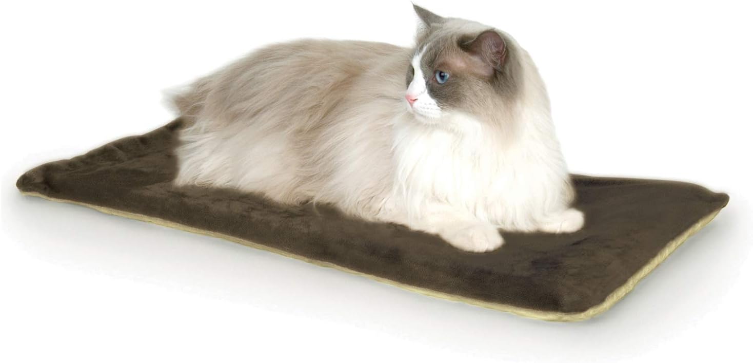 K&H Pet Products Thermo-Kitty Mat Heated Pet Bed Mocha 12.5 X 25 Inches : Pet Beds : Pet Supplies