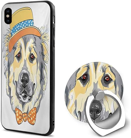 Amazon 動物 アーティスティックなグレーフォックスポートレート ふわの森の生き物 哺乳類野生動物スタイル イラスト ペールブルー デザイン 携帯電話シェルリングブラケット Iphone X ケース カバー 通販