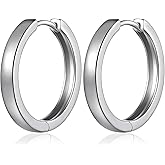Jiamiaoi Huggie Hoop Earrings For Men Women,Silver Hoop Earrings 18mm/21mm/25mm, Nickel Free Earring Hoops for Sensitive Ears