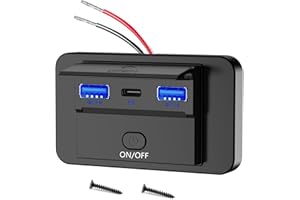 12v Usb Outlet 66W 3 Port USB Charger Socket RV Usb Outlet 12v Wall Mount Car Charge Adapter with Switch Dual Quick Charge 3.