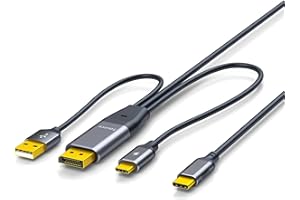 DisplayPort to USB C Cable, 4K@60Hz 6.6FT Unidirectional DisplayPort Source to USB C Monitor Display for Studio Display, Port