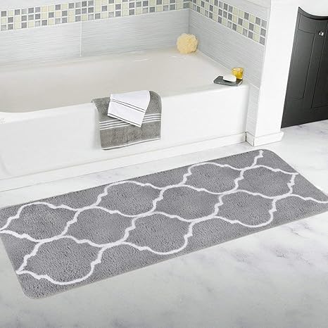 Homcomoda Microfiber Bathroom Shower Rug Geometric Bath Mats