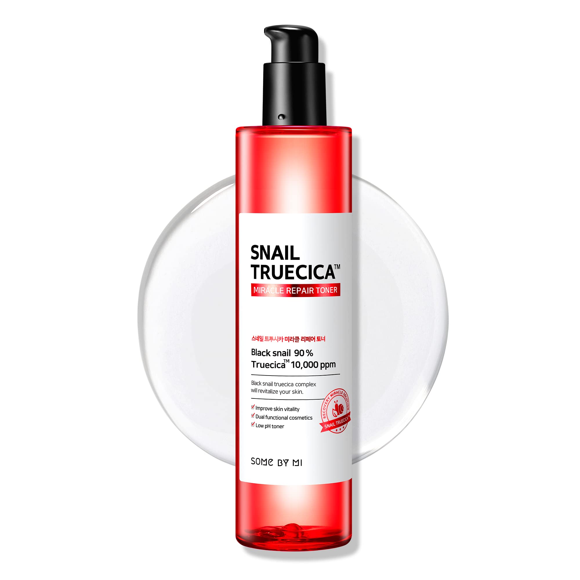SOME BY MI Snail Truecica Miracle Repair Toner - 4.6Oz, 135ml - Made from Snail Mucin for Sensitive Skin - Daily Repair Face Toner with Skin Texture and Pigmentation Care - Korean Skin Care