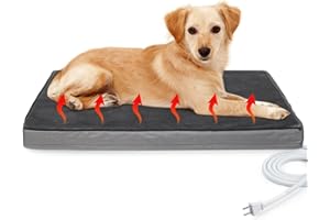 PAIGTEK Outdoor Heating Pad，Orthopedic Foam Outdoor Heating Pet Bed for Small, Medium, Large and Dogs/Cats - Auto Temperature Control Outdoor Heated Pet Pad. (Large, Black)