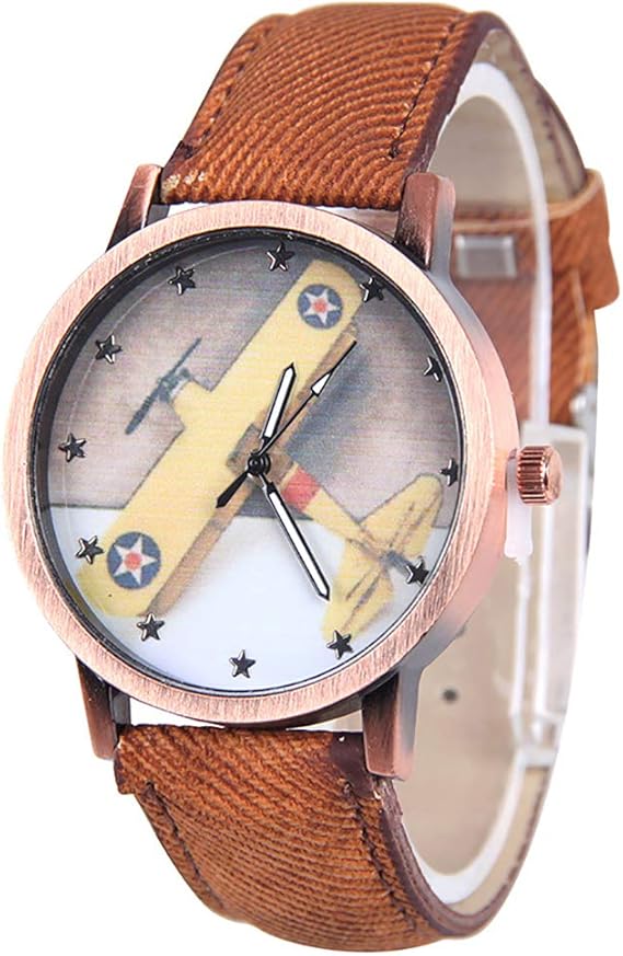 Amazon Zoooom 腕 時計 飛行機 デザイン ウォッチ クォーツ ファッション カジュアル ギフト プレゼント 男性 女性 メンズ レディース ブラウン Zm Watch2548 Br レディース腕時計 腕時計 通販