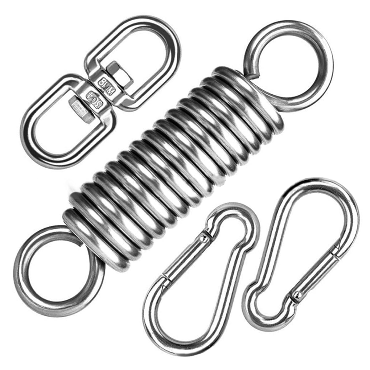 ZONADAH Hammock Chair Hanging 4Pcs Set Swing Spring Hardware, Heavy Duty Suspension Swivel Hanger Hook for Punching Bags, Heavy Bag, Hanging Chair, Swing Seat, Rocking Seat, Porch Swing, 200kg