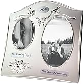 Haysom Interiors Traditional Two Tone Silver Plated 20th China Anniversary Double Picture Frame by Happy Homewares