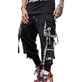 Hello MrLin Men's Jogger Pants Punk Cargo Baggy Techwear Hip Hop Harem Pants Streetwear Tactical Track Pant