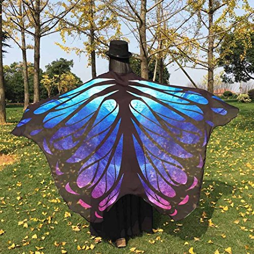 Clearance! Hot Sale! Halloween Butterfly Wings, Among Prop Soft Fabric Shawl Fairy Ladies Nymph Pixie Costume Accessory (197×125CM, C-Blue)